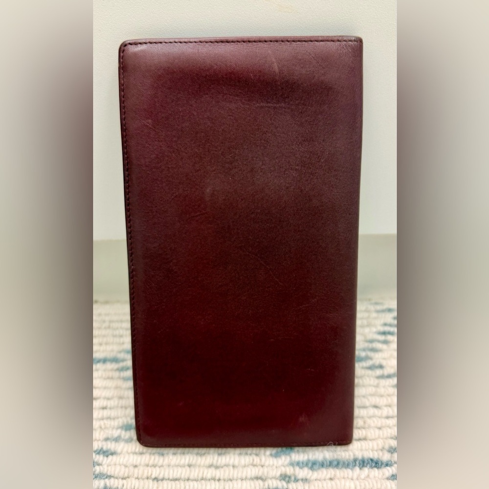 CARTIER Vintage Unisex Must de Cartier Bordeaux Calfskin Long Slim Wallet W Gold - Picture 2 of 16
